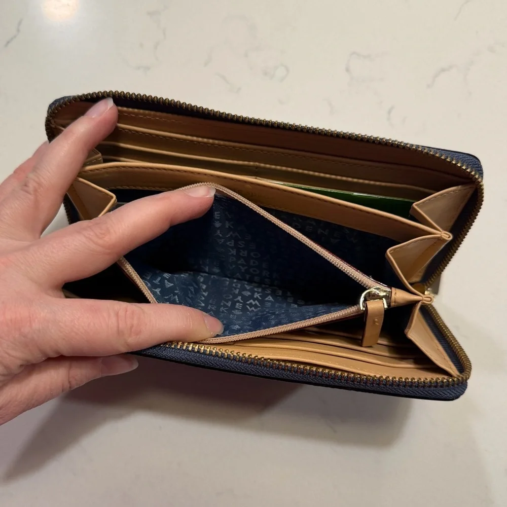 Kate Spade Blue Leather Zippy Wallet
